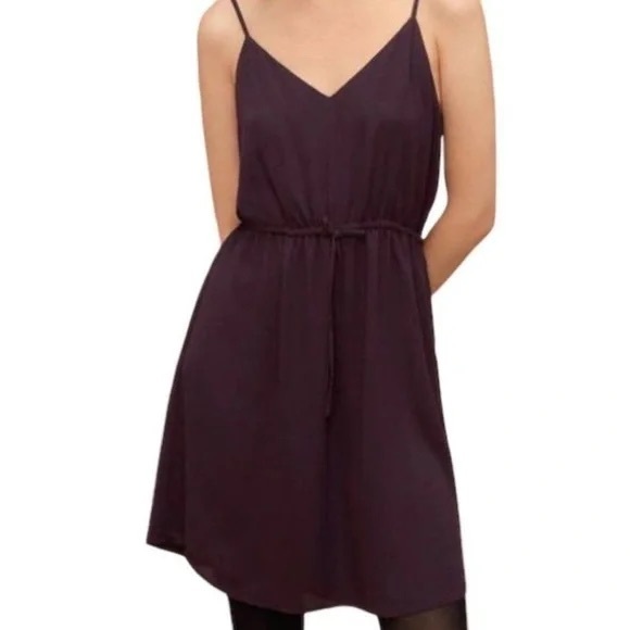 Babaton Aritzia Casimir 100% Silk Merlot Wine Mini Dress - Picture 1 of 7